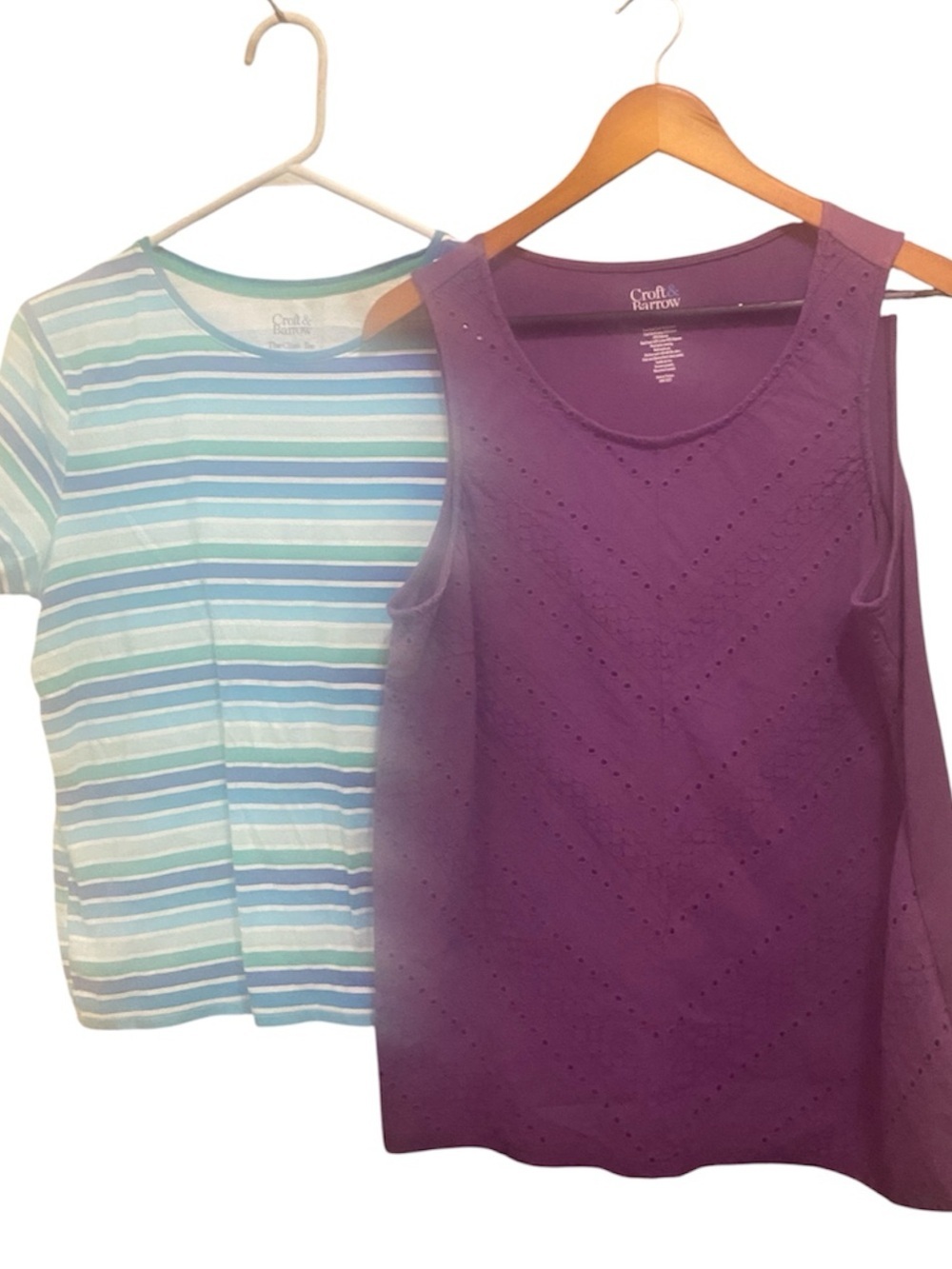 croft & barrow Purple Eyelet Tank Top and striped shirt size large